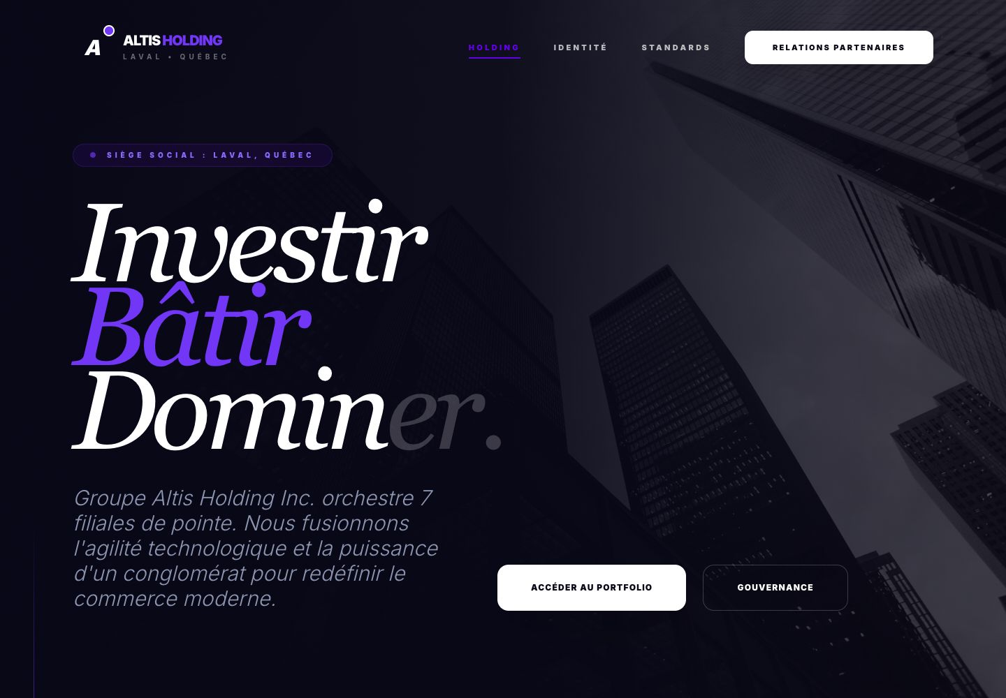 Groupe Altis — capture de la page d’accueil