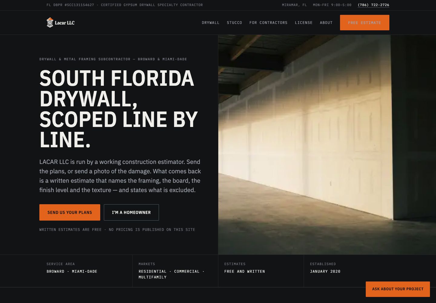 LACAR LLC — homepage screenshot