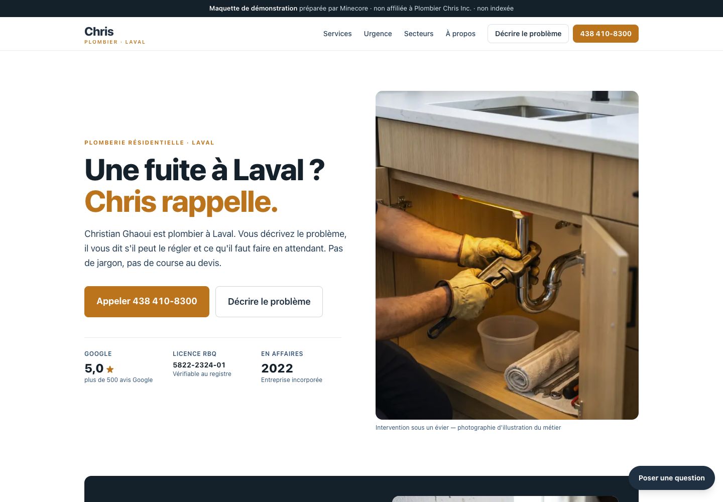 Plombier Chris — homepage screenshot