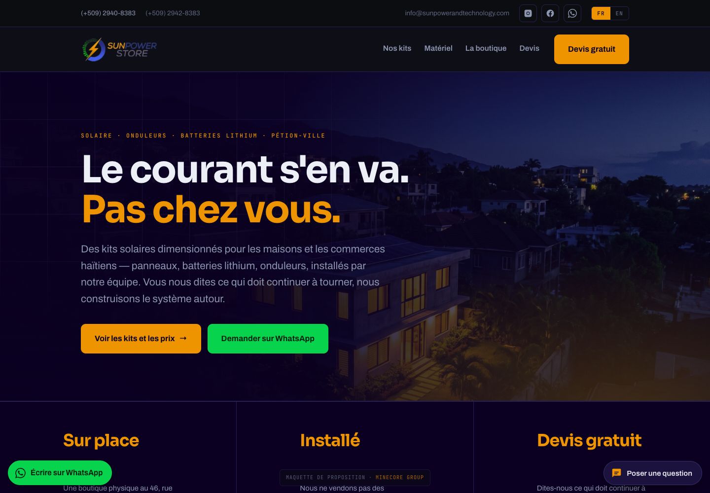 Sun Power Store — homepage screenshot